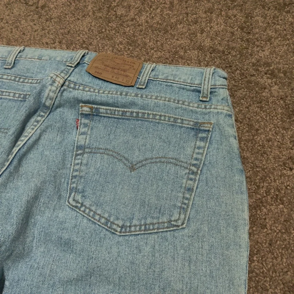 Vintage Levis 560 Jeans Mens 38 x 28 Blue Tapered Hemmed‎ Made in USA 90s Denim